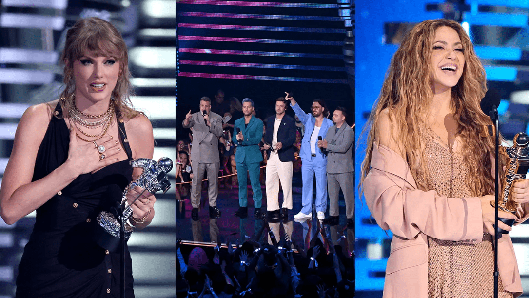 Taylor Swift; NSYNC; Shakira DIA DIPASUPIL/GETTY IMAGES; NOAM GALAI/GETTY IMAGES FOR MTV; THEO WARGO/GETTY IMAGES FOR MTV