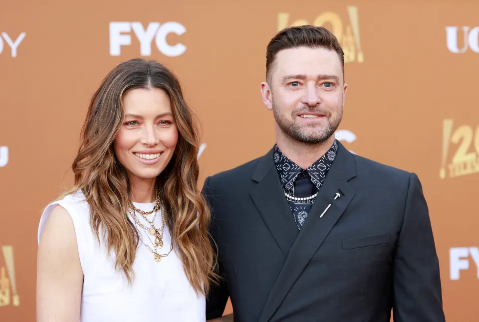 Justin Timberlake z ženo Jessico Biel, Credit: AFP