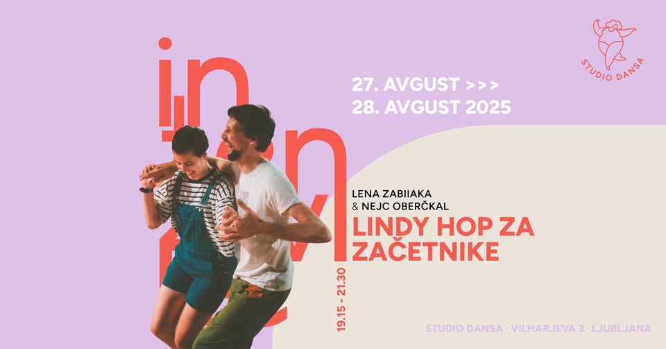 Lindy Hop za začetnike | 6.8. – 7.8.2025 | Poletna plesna delavnica