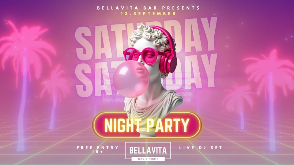 Saturday night party live DJ set Bellavita Bar