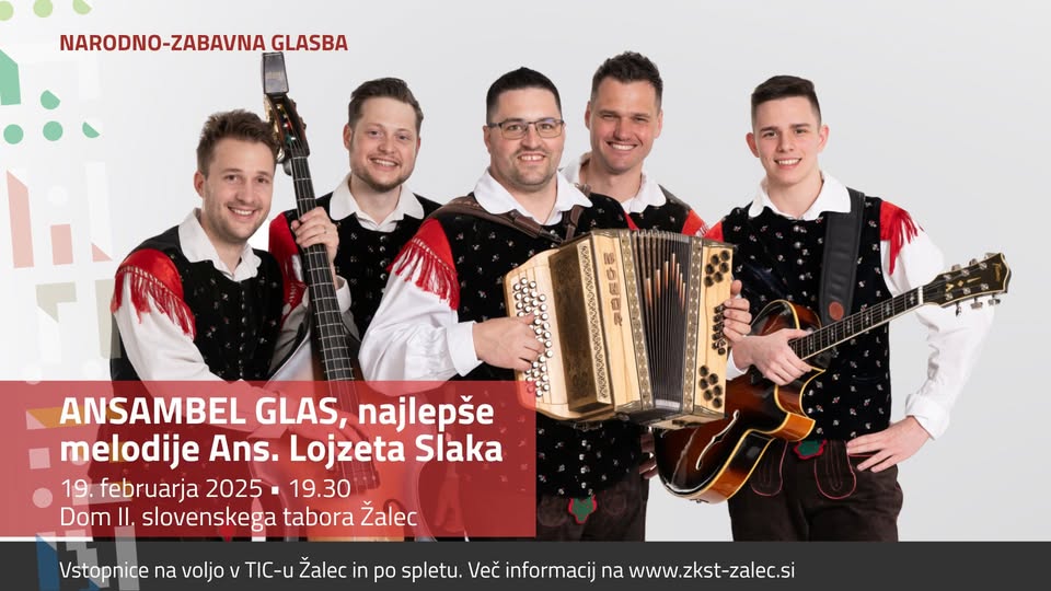 Koncert Ansambla Glas: najlepše melodije Ans. Lojzeta Slaka