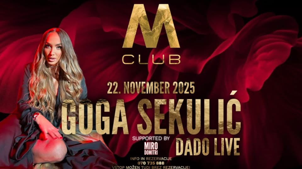 GOGA SEKULIĆ M CLUB SOBOTA 22.11. od 22h