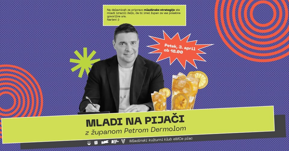 Mladi na pijači z županom Petrom Dermolom