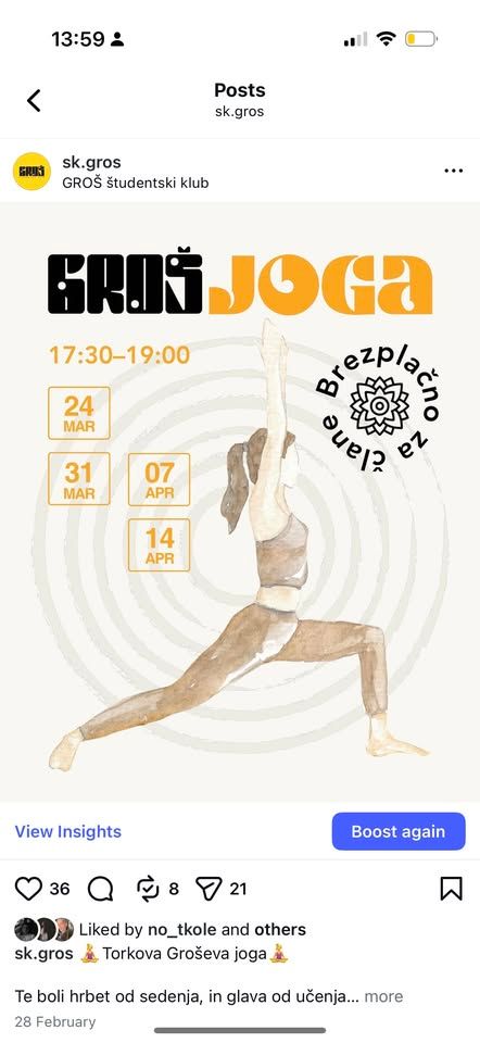 Torkova joga v Grošu