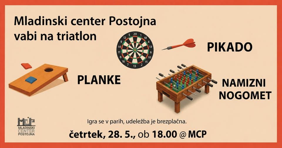 Turnir: pikado, namizni nogomet in planke
