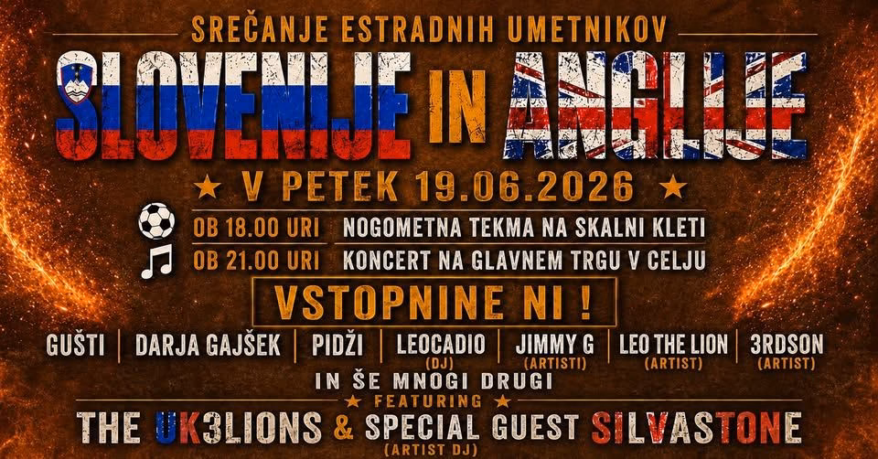 SLOVENIJA vs ANGLIJA: Nogometna tekma in koncert