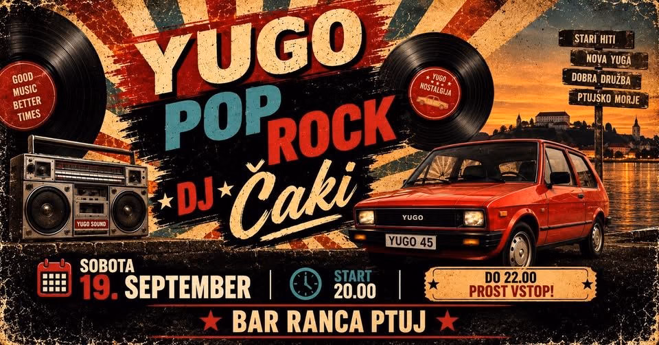 Yugo/Pop/Rock w/ DJ ČAKI | Sobota 19-09-26