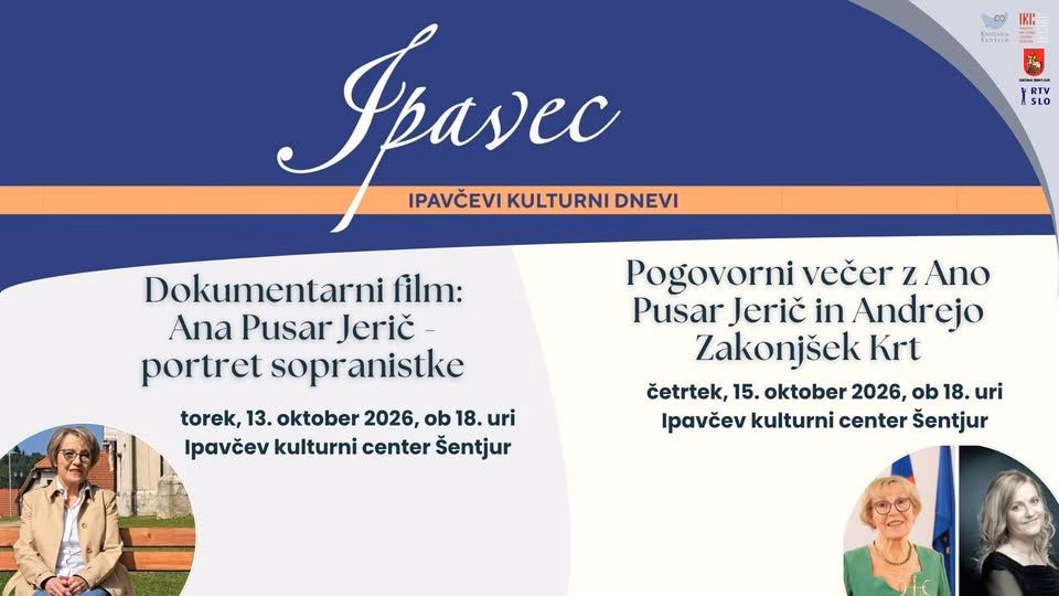 Ipavčevi kulturni dnevi: Pogovorni večer z Ano Pusar Jerič in Andrejo Zakonjšek Krt