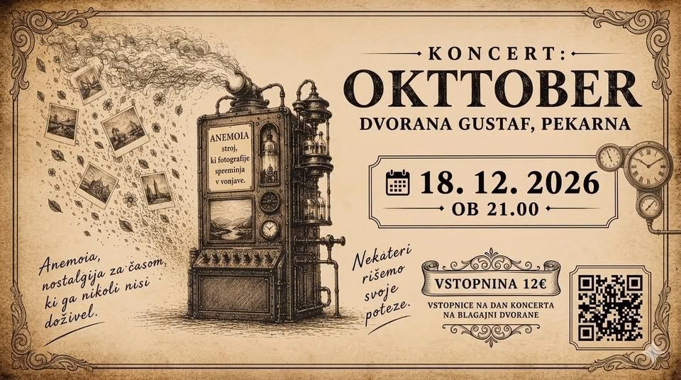 KONCERT: OKTTOBER v Dvorani Gustaf