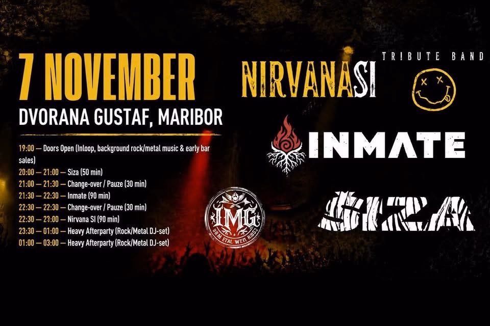 Nirvana SI (Tribute), Inmate & Šiza Live | Maribor